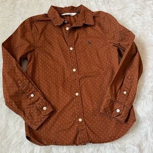 H&M Kids Brown Polka Dot Button Down Shirt